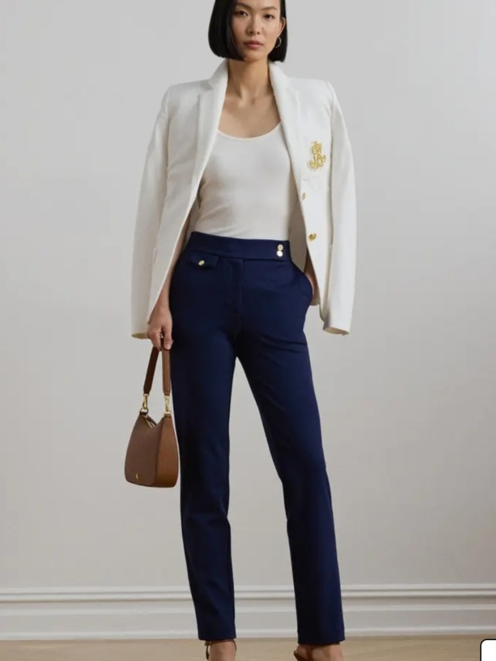 Lauren Ralph Lauren Women's Ponte Ankle Straight Leg Pants Navy NWT #A2